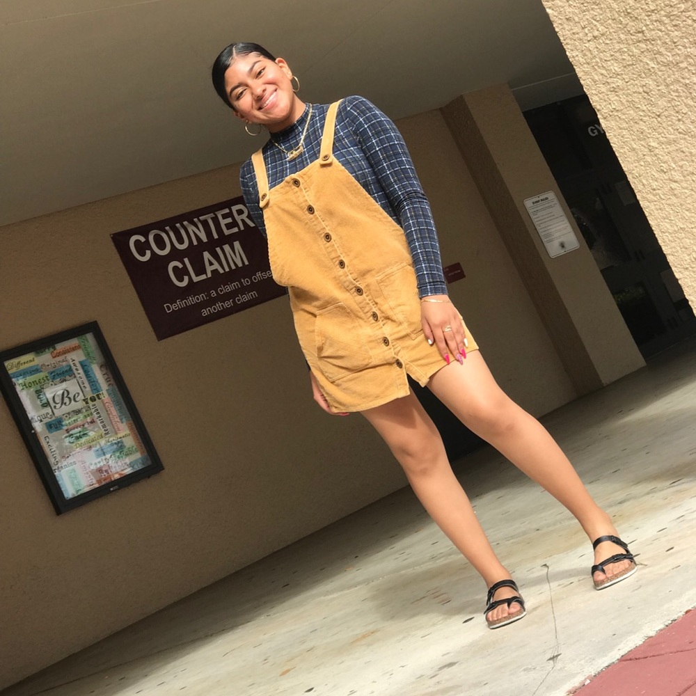 Long sleeve body suit and overall dress👗